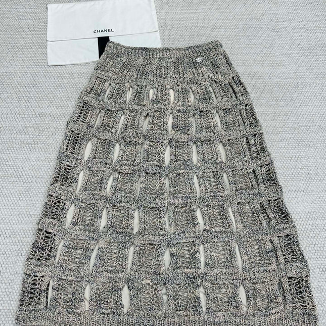 CC 25 Hollow Knitted Skirt Gray Cotton