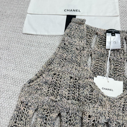 CC 25 Hollow Knitted Vest Gray Cotton