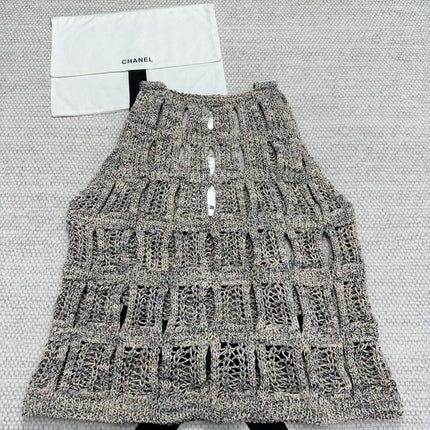 CC 25 Hollow Knitted Vest Gray Cotton