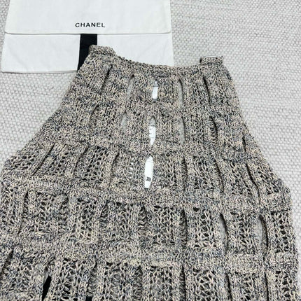 CC 25 Hollow Knitted Vest Gray Cotton