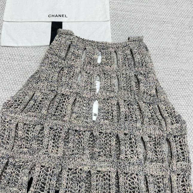 CC 25 Hollow Knitted Vest Gray Cotton