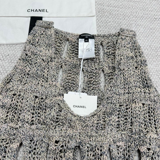 CC 25 Hollow Knitted Vest Gray Cotton