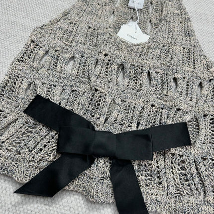 CC 25 Hollow Knitted Vest Gray Cotton