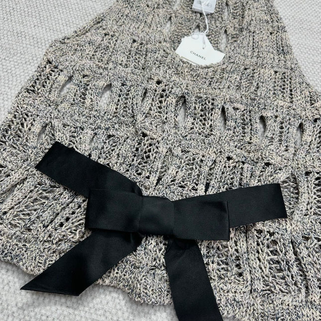 CC 25 Hollow Knitted Vest Gray Cotton