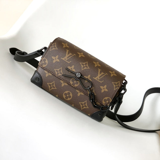 LV 25S STEAMER BAG 18 IN BROWN MONOGRAM MACASSAR CANVAS AND CALFSKIN