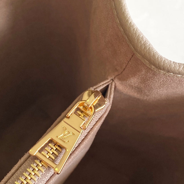 LV 25S BABYLONE TOTE GM BAG 37 IN TOURTERELLE GREY CALFSKIN GOLD HARDWARE