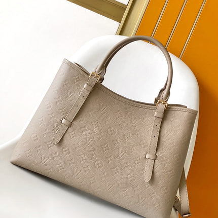 LV 25S BABYLONE TOTE GM BAG 37 IN TOURTERELLE GREY CALFSKIN GOLD HARDWARE