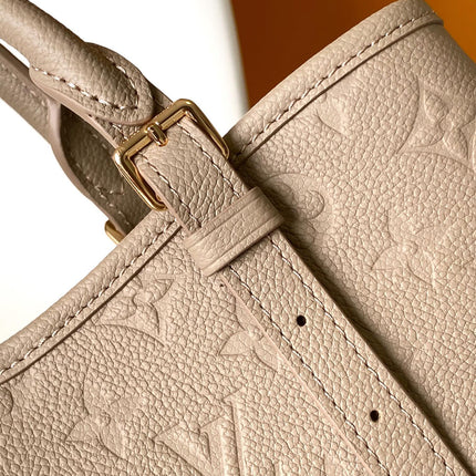 LV 25S BABYLONE TOTE BAG 32 IN TOURTERELLE GREY CALFSKIN GOLD HARDWARE