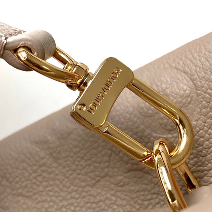 LV 25S BABYLONE TOTE BAG 32 IN TOURTERELLE GREY CALFSKIN GOLD HARDWARE