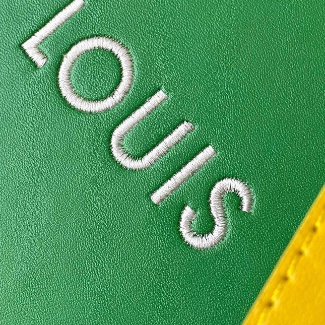 SHOPPER BAG 23 IN GREEN YELLOW CALFSKIN EMBROIDERED LOGO