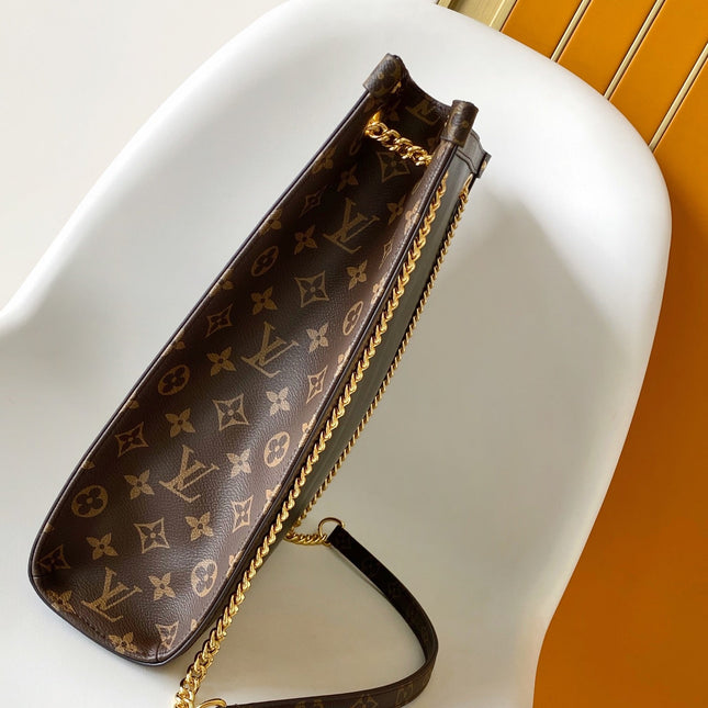 LV 25S NOVA MM BAG 37 IN BLACK CALFSKIN AND BROWN MONOGRAM CANVAS TRIM