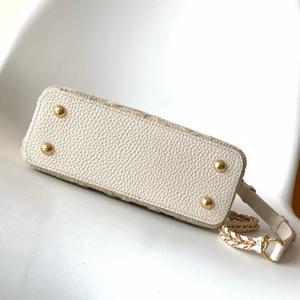 LV 25S CAPUCINES MINI BAG 21 IN VANILLA-COLORED EMBROIDERED CANVAS