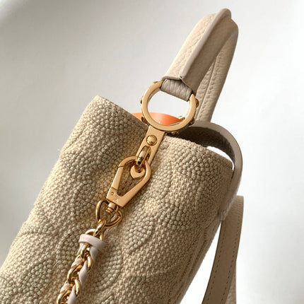 LV 25S CAPUCINES MINI BAG 21 IN VANILLA-COLORED EMBROIDERED CANVAS