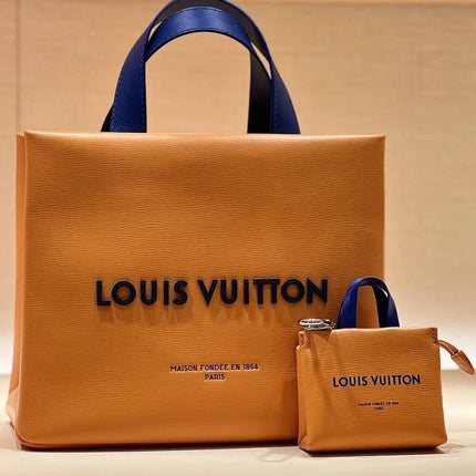 LV 25S MINI SHOPPER BAG CHARM IN BURNT ORANGE CALFSKIN