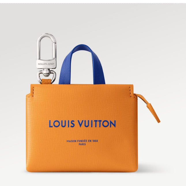 LV 25S MINI SHOPPER BAG CHARM IN BURNT ORANGE CALFSKIN