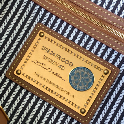 LV 25S SPEEDY BANDOULIÈRE BAG 40 IN CHARCOAL BLUE CALFSKIN GOLD HARDWARE