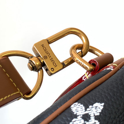 LV 25S SPEEDY BANDOULIÈRE BAG 40 IN CHARCOAL BLUE CALFSKIN GOLD HARDWARE