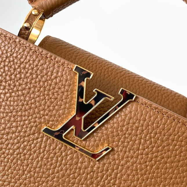 LV 25S CAPUCINES BAG 27 IN TAN CALFSKIN GOLD HARDWARE