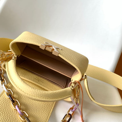 LV 25S CAPUCINES BAG 21 IN YELLOW CALFSKIN GOLD HARDWARE