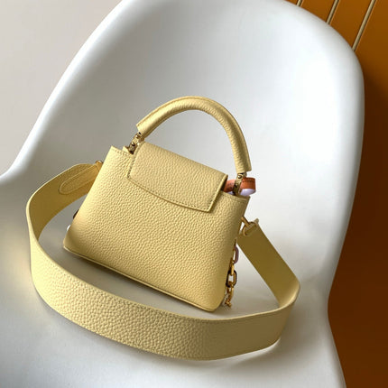 LV 25S CAPUCINES BAG 21 IN YELLOW CALFSKIN GOLD HARDWARE