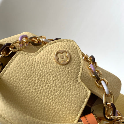 LV 25S CAPUCINES BAG 21 IN YELLOW CALFSKIN GOLD HARDWARE