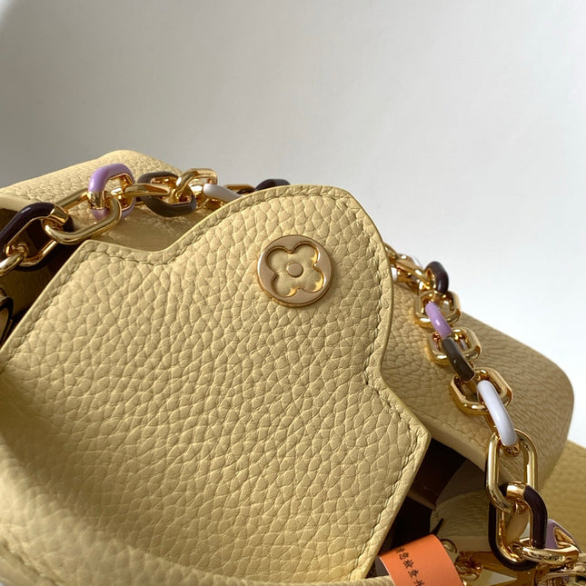 LV 25S CAPUCINES BAG 21 IN YELLOW CALFSKIN GOLD HARDWARE