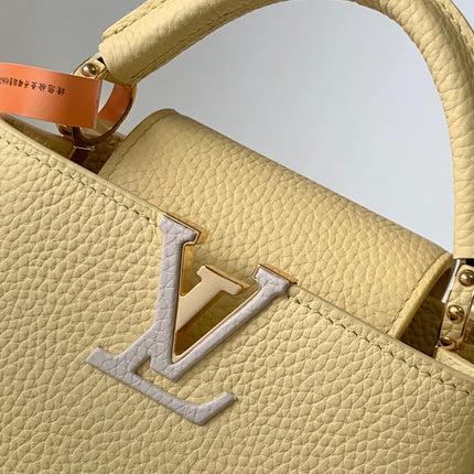 LV 25S CAPUCINES BAG 21 IN YELLOW CALFSKIN GOLD HARDWARE