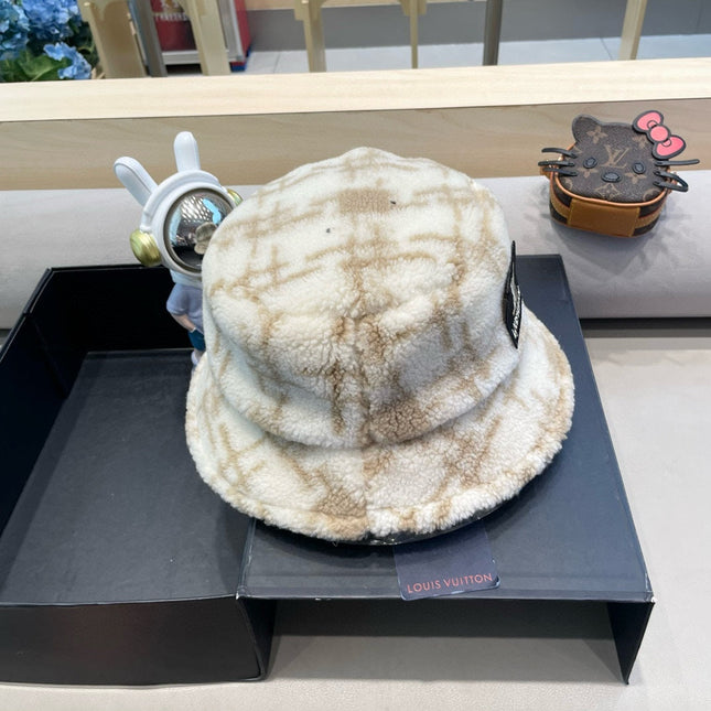BUCKET HAT IN WHITE MIX BEIGE FLEECE 404740