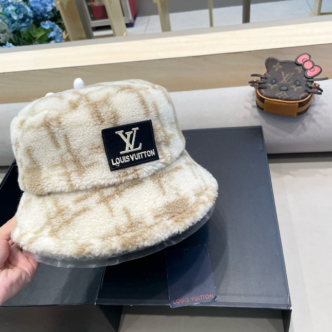 BUCKET HAT IN WHITE MIX BEIGE FLEECE 404740