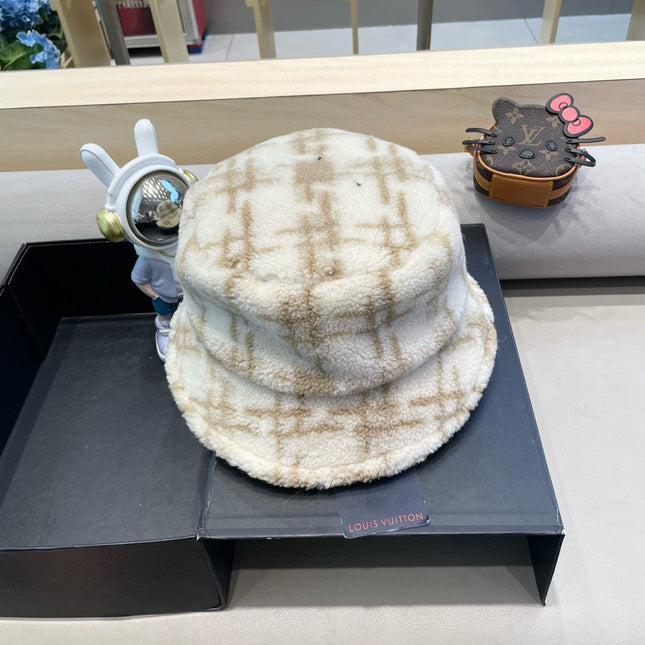 BUCKET HAT IN WHITE MIX BEIGE FLEECE 404740