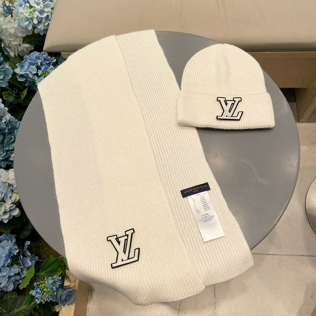 SET SCARF AND HAT IN BEIGE WOOL 406531