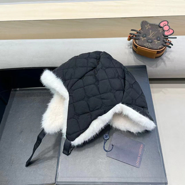 TRAPPER HAT IN BLACK COTTON 411231