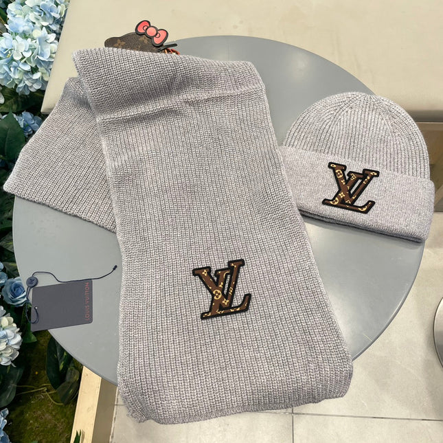 SET CLASSIC SCARF AND HAT IN GRAY WOOL 414787