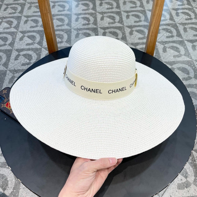 WIDE BRIM STRAW HAT WHITE 672707