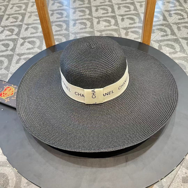 WIDE BRIM STRAW HAT BLACK 672709