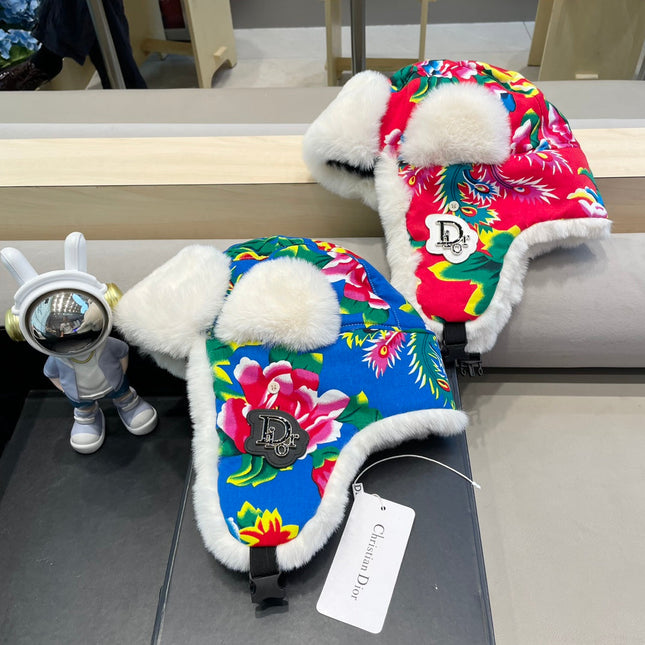 TRAPPER HAT IN COLORFUL VELVET AND RABBIT FUR 416387