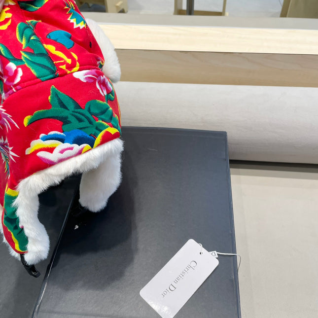 TRAPPER HAT IN COLORFUL VELVET AND RABBIT FUR 416387