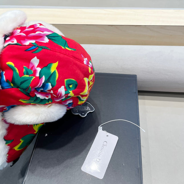 TRAPPER HAT IN COLORFUL VELVET AND RABBIT FUR 416387