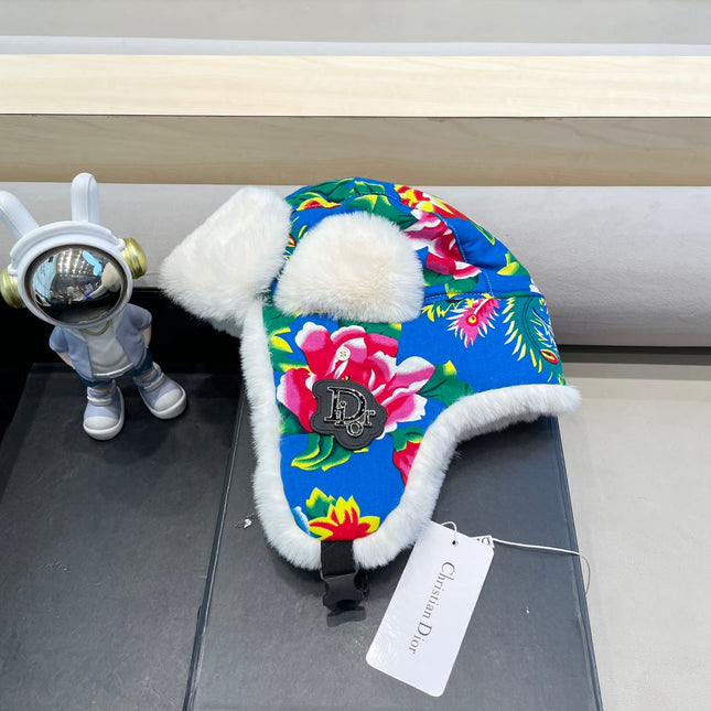 TRAPPER HAT IN COLORFUL VELVET AND RABBIT FUR 416388