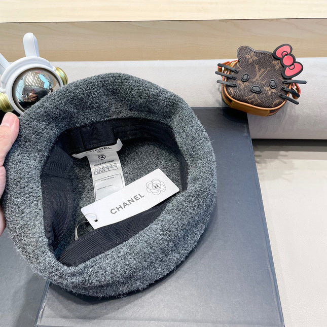 BERET HAT IN RHINO GRAY COTTON AND LINEN 417831