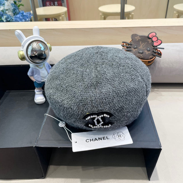 BERET HAT IN RHINO GRAY COTTON AND LINEN 417831