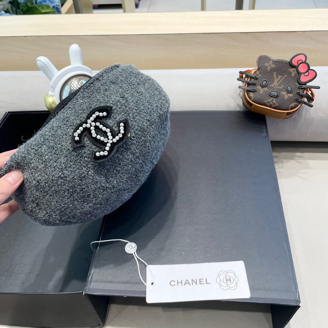 BERET HAT IN RHINO GRAY COTTON AND LINEN 417831