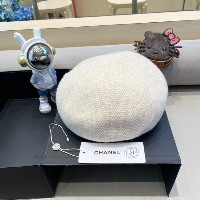 BERET HAT IN WHITE COTTON AND LINEN 417832