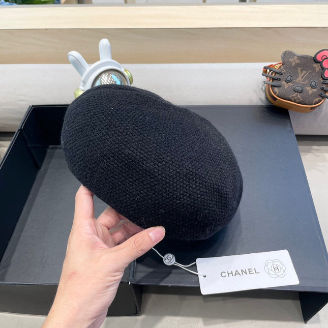 BERET HAT IN BLACK COTTON AND LINEN 417833