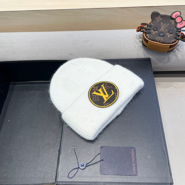 KNITTED BEANIE HAT IN WHITE WOOL AND RABBIT FUR 417753