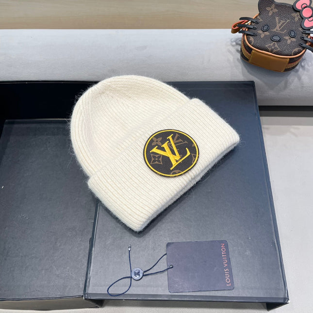 KNITTED BEANIE HAT IN BEIGE WOOL AND RABBIT FUR 417758