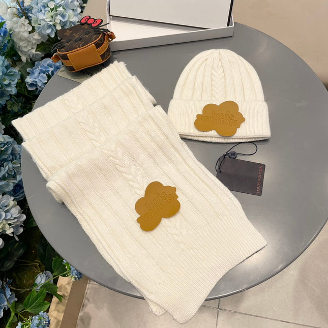 SET SCARF AND HAT IN BEIGE WOOL 419145