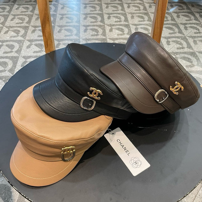 NEWSBOY CAP IN CHOCOLATE BROWN CALFSKIN 421105