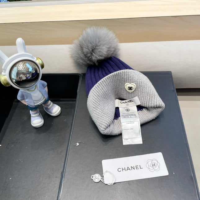 BEANIE HAT IN BERRY BLUE MIX LIGHT GRAY WOOL 421052