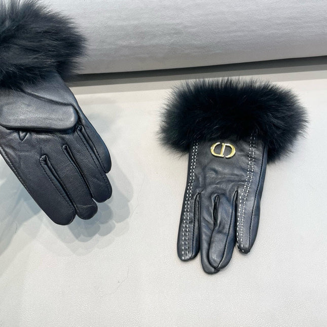TOUCHSCREEN GLOVES IN BLACK SHEEPSKIN AND FOX FUR 423400